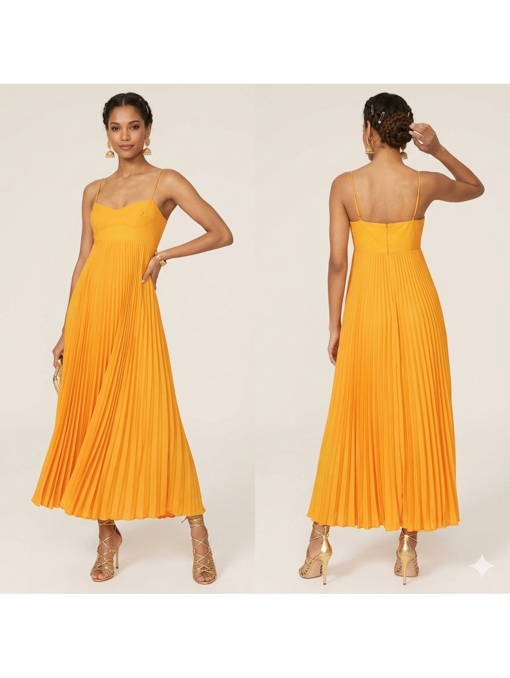 Obando Collective Honeycomb Gown Pleated Maxi Dress Sz 0